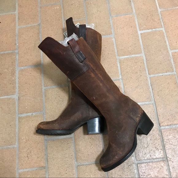 FRYE AUTUMN SHIELD TALL REDWOOD OILED SUEDE & LEATHER BOOTS SIZE 7 - Picture 9 of 13